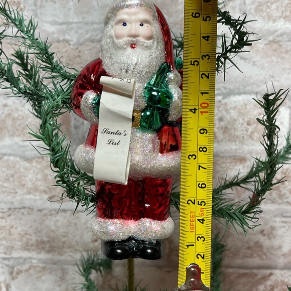 Santa Glitter Ornament with THE LIST Glitter Blown Glass Ornament Vibrant Fun. - Picture 3 of 8